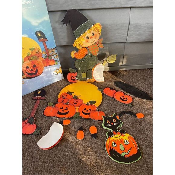 Vintage Hallmark Honeycomb Centerpiece Lot CAT WITCH SCARECROW TURKEY - Picture 6 of 11